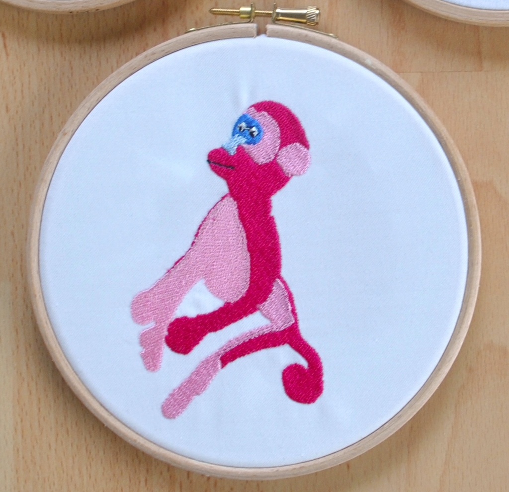 Cadre brodé singe