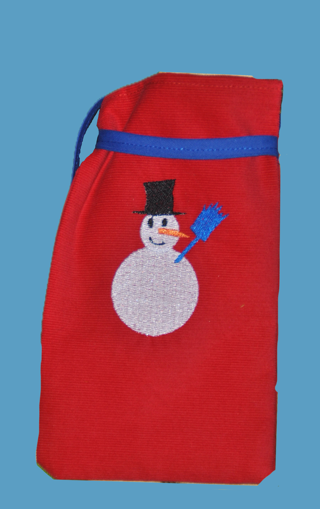 Petit sac brodé bonhomme de neige