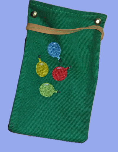 [G027] Petit sac brodé boules de Noël